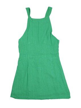 With Jean Linen Blend Mini Dress in Green